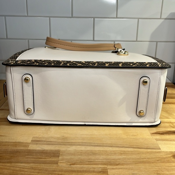 Coach Dreamer 36 Handbag Colorblock Snakeskin Detail Purse Smooth Leather - Picture 6 of 14